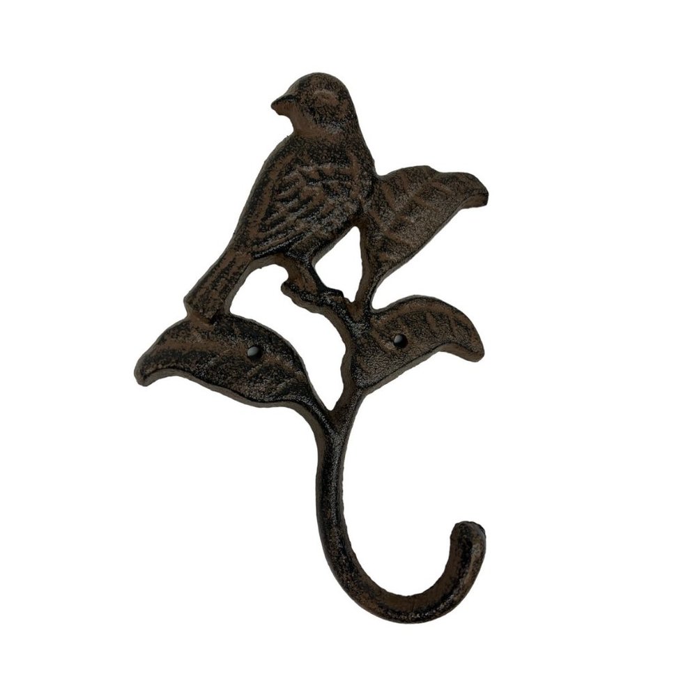 Bird on Leaf Hook - Cast Iron Great Garden or Home Decor